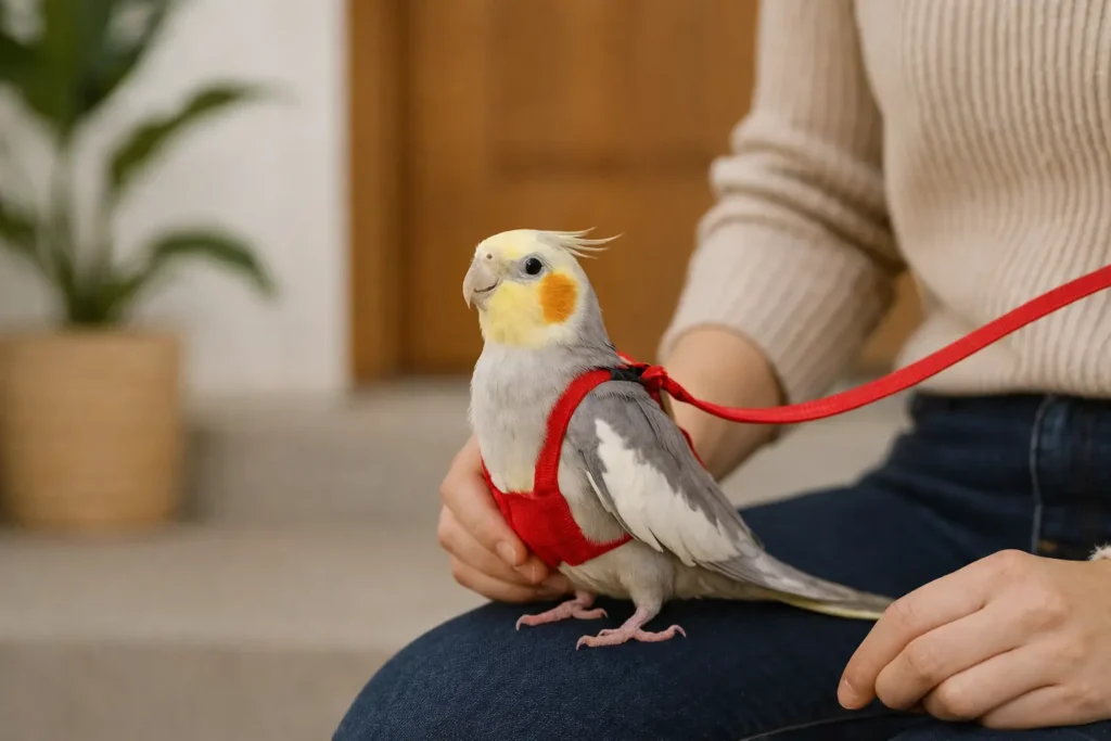 Harnais pour Calopsitte – Confort, Sécurité & Anti-Morsure