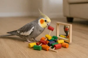 Jouet en Bois pour Calopsitte – Blocs Naturels à Mâcher