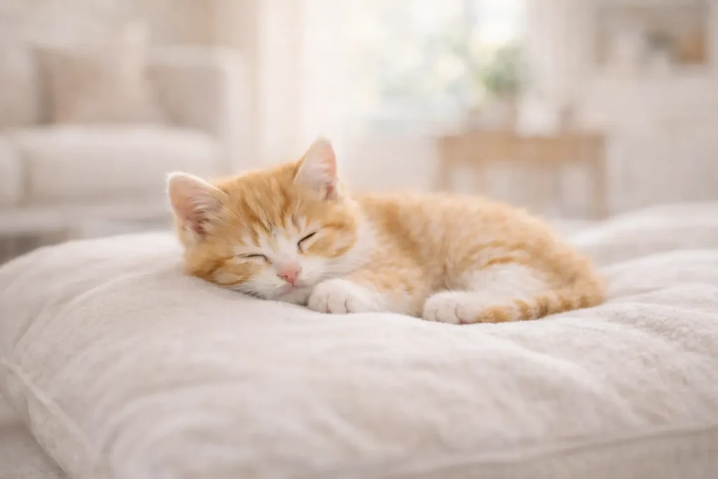 Chaton paisible dans un intérieur lumineux