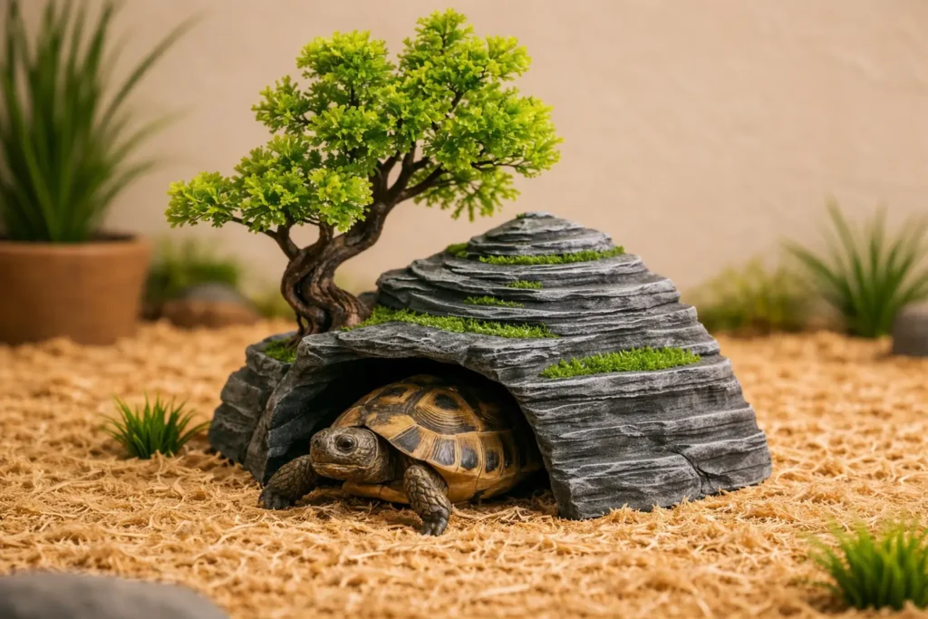 Abri pour tortue terrestre : sûr, naturel et décoratif