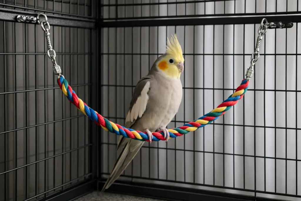 Perchoir en Corde pour Calopsitte – Confort et Stimulation