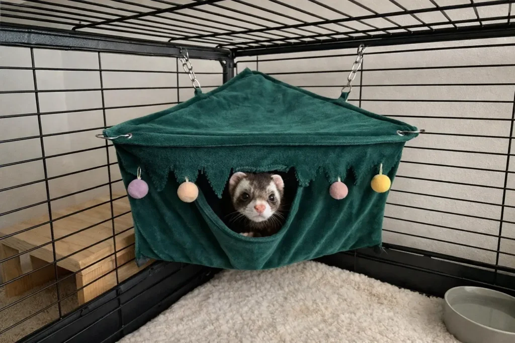 Cachette d’Angle pour Furet – Hamac Suspendu 3-en-1