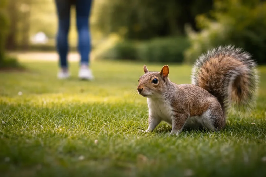 écureuil observation humain comportement sauvage distance