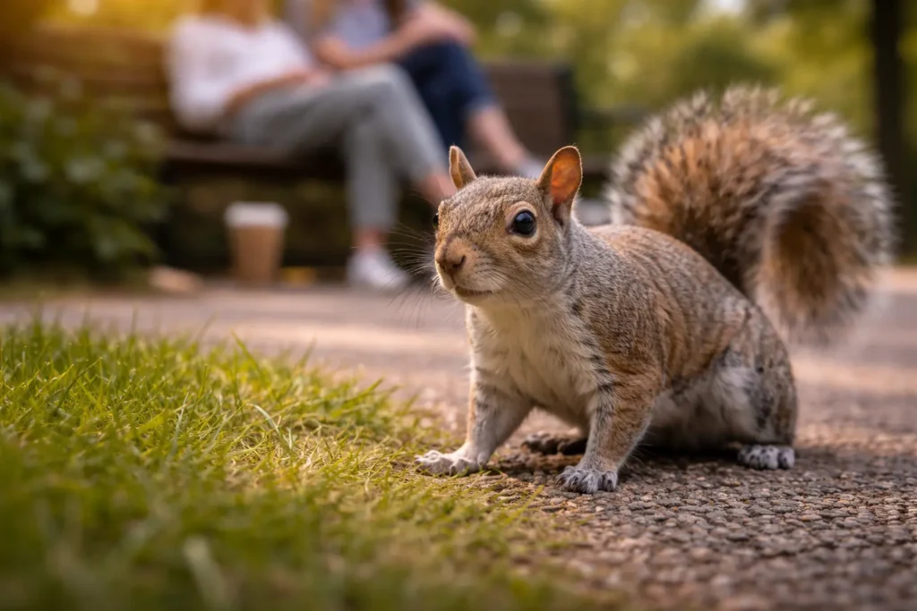 écureuil habitué humain parc comportement urbain
