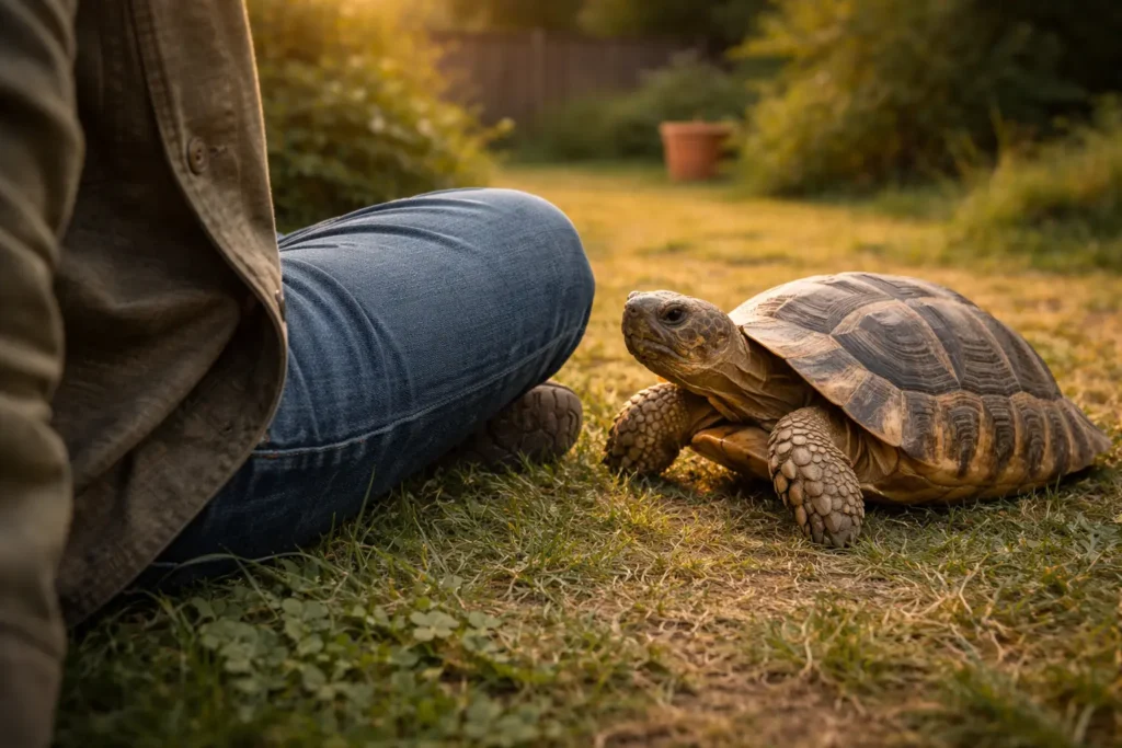 tortue terrestre comportement calme relation humain tortue
