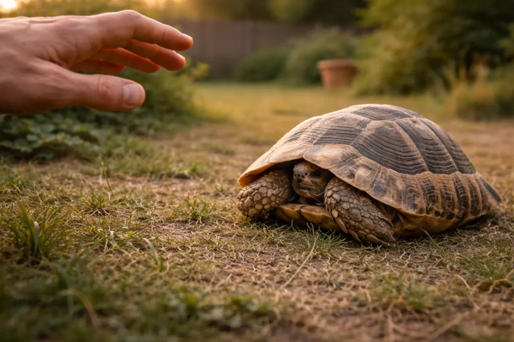 stress tortue terrestre comportement defensif interaction humaine erreur