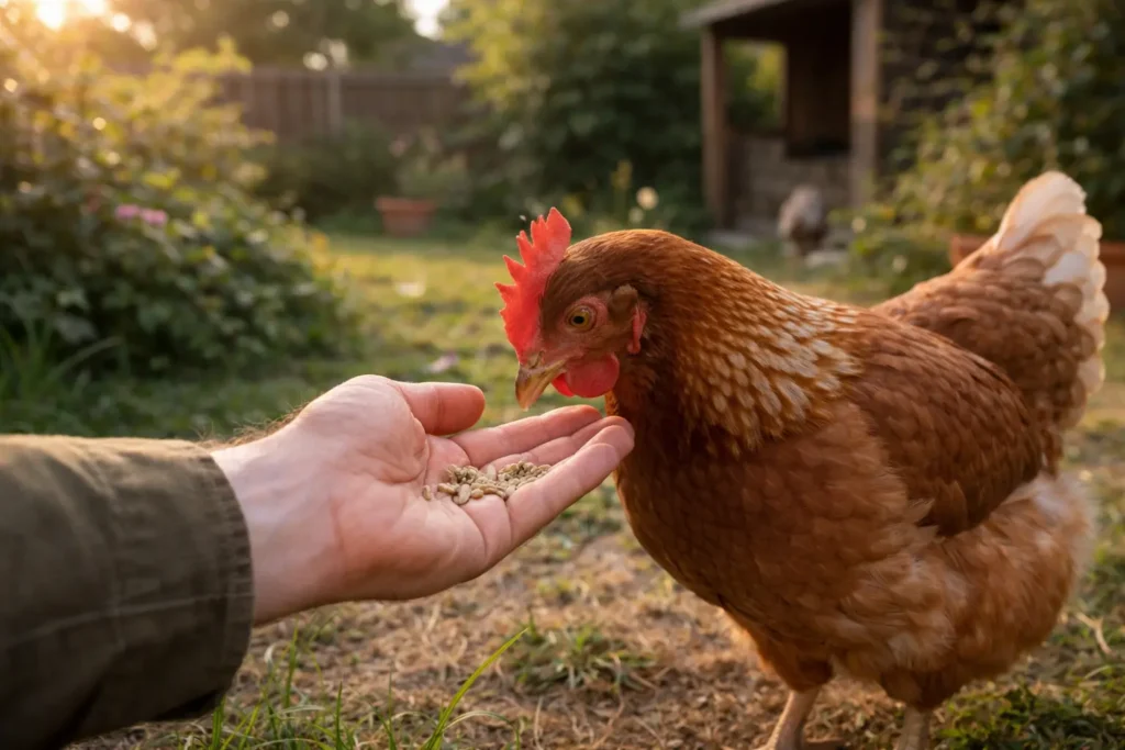 apprivoiser une poule relation confiance humain poule nourriture