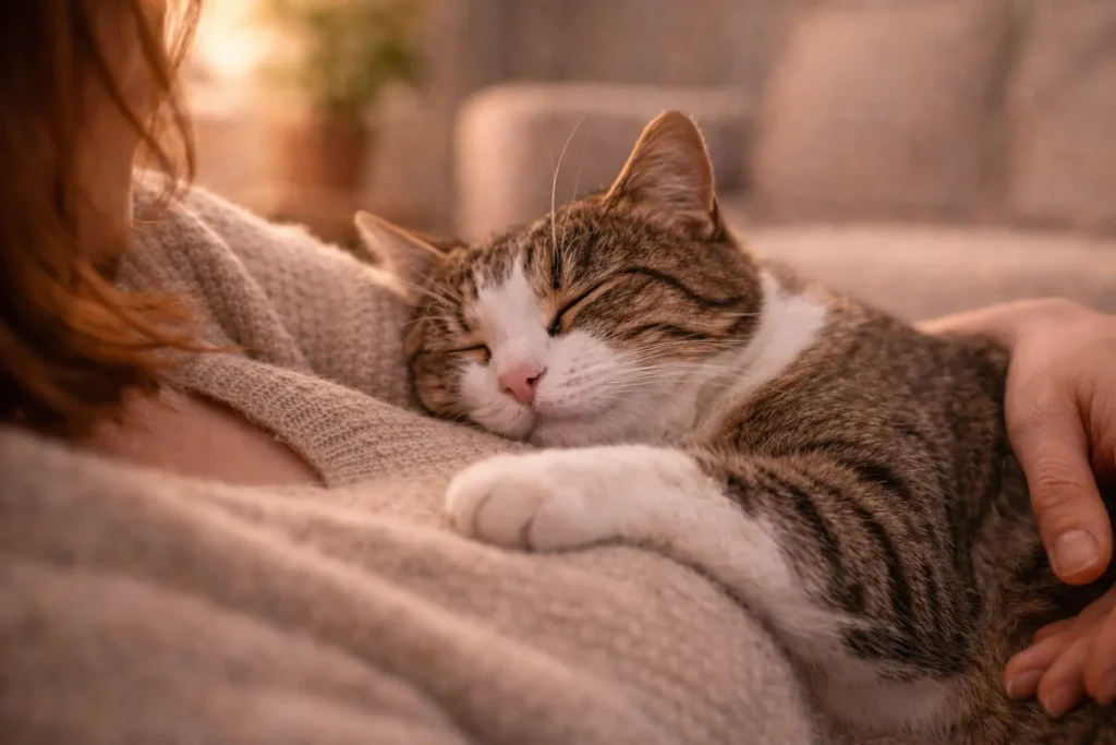 chat affectueux relation avec humain comportement chat domestique