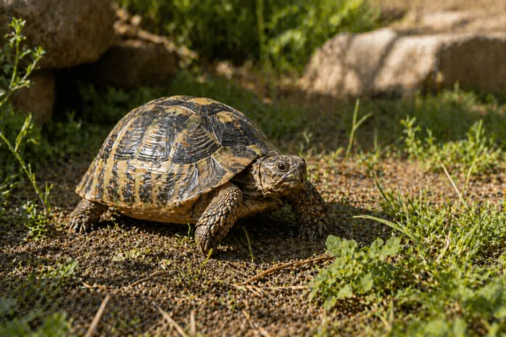 comportement tortue terrestre lente discrète environnement
