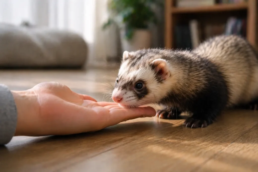 relation apaisée furet humain confiance interaction calme