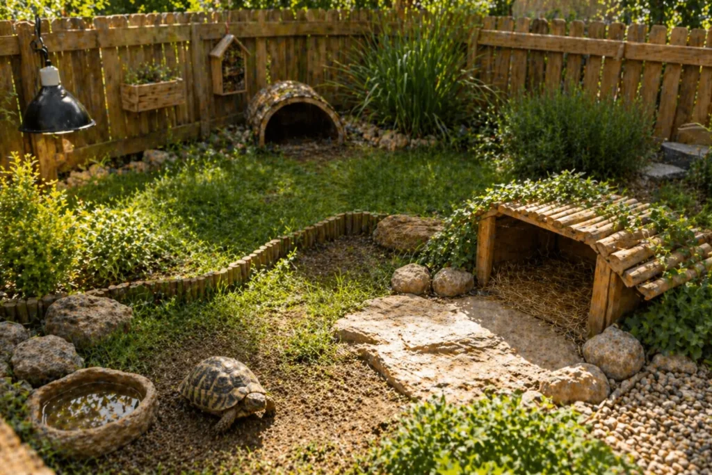 preparer arrivee tortue terrestre enclos amenage habitat