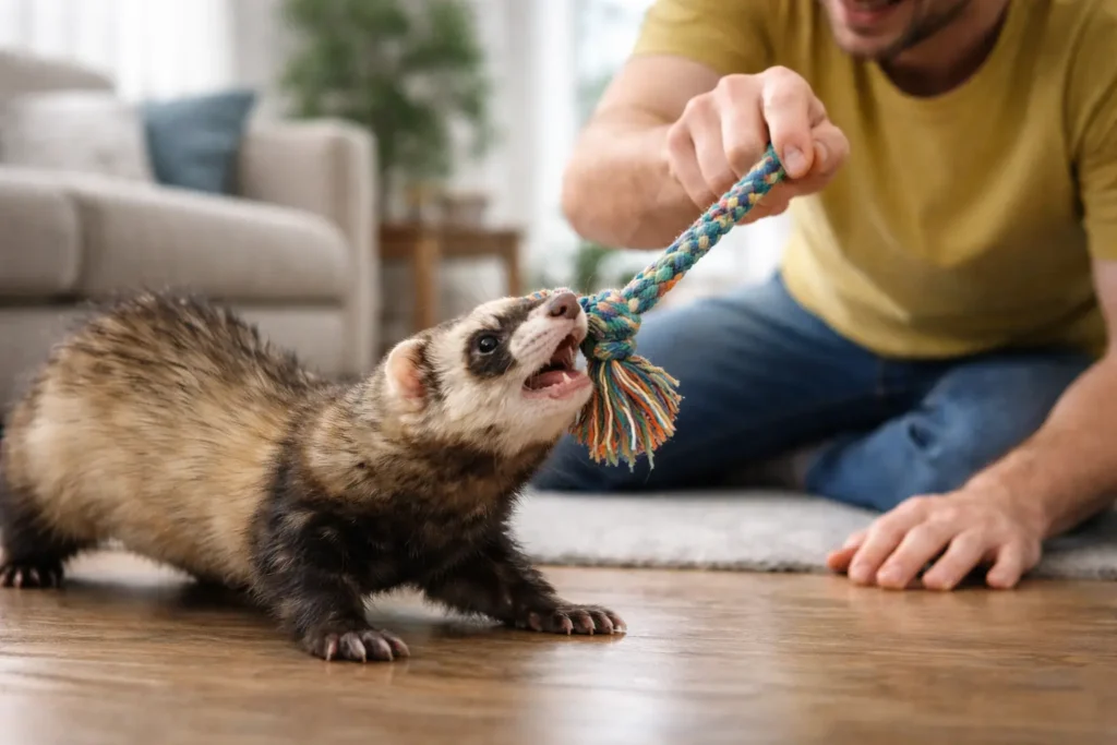 furet jeu interaction humain comportement non agressif