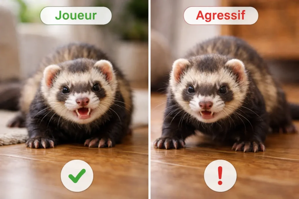 différence comportement furet jeu agressivité comparaison