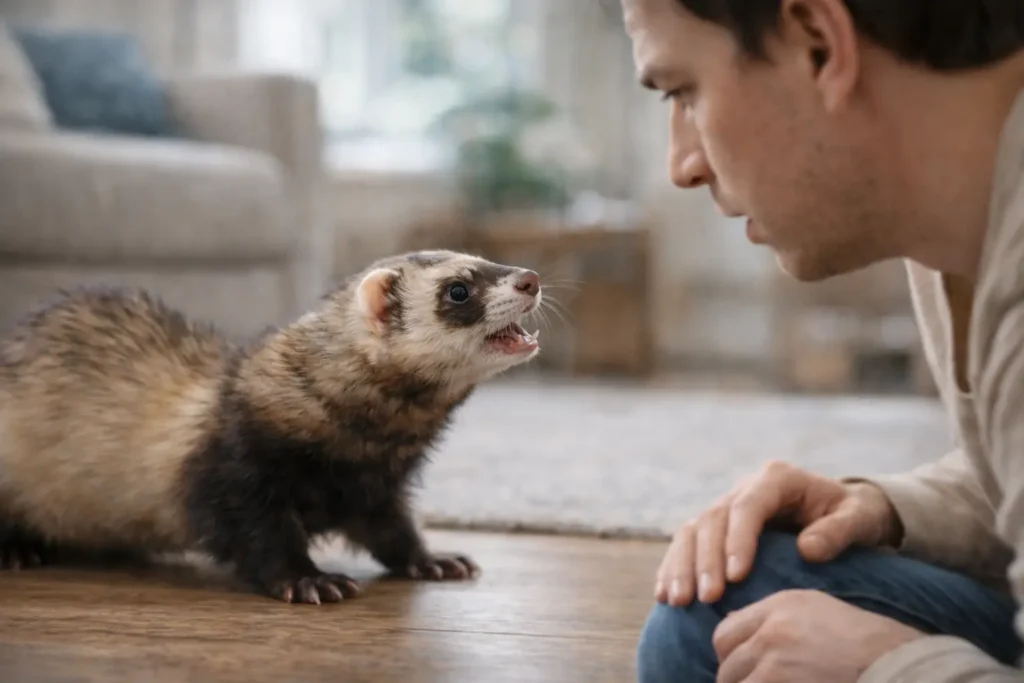 furet qui mord interaction humain incompréhension comportement
