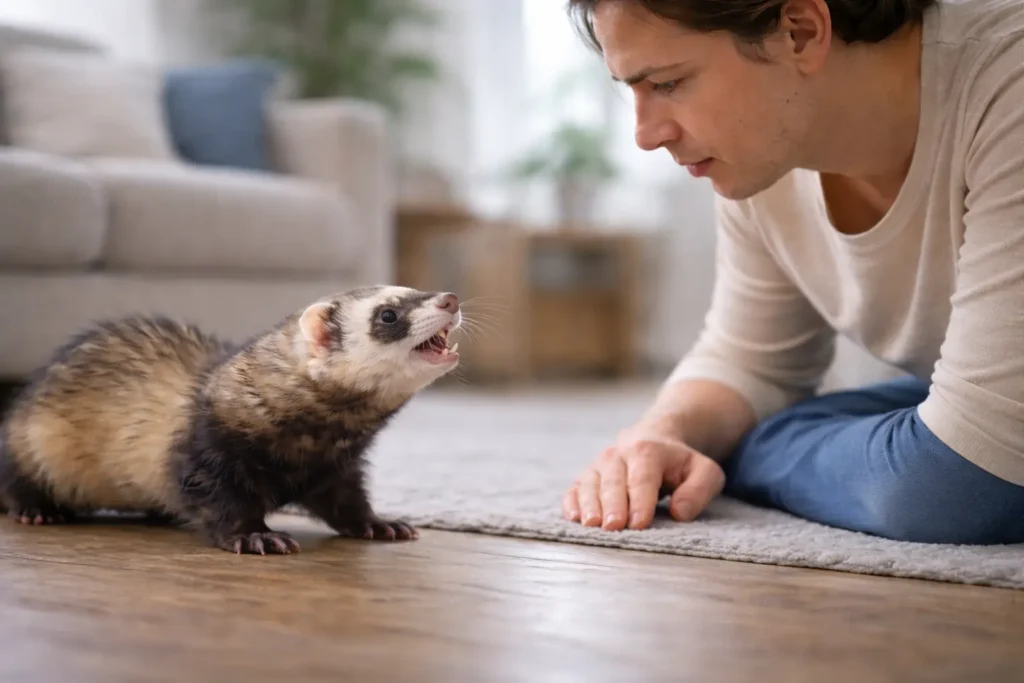 furet qui mord interaction humain incompréhension comportement