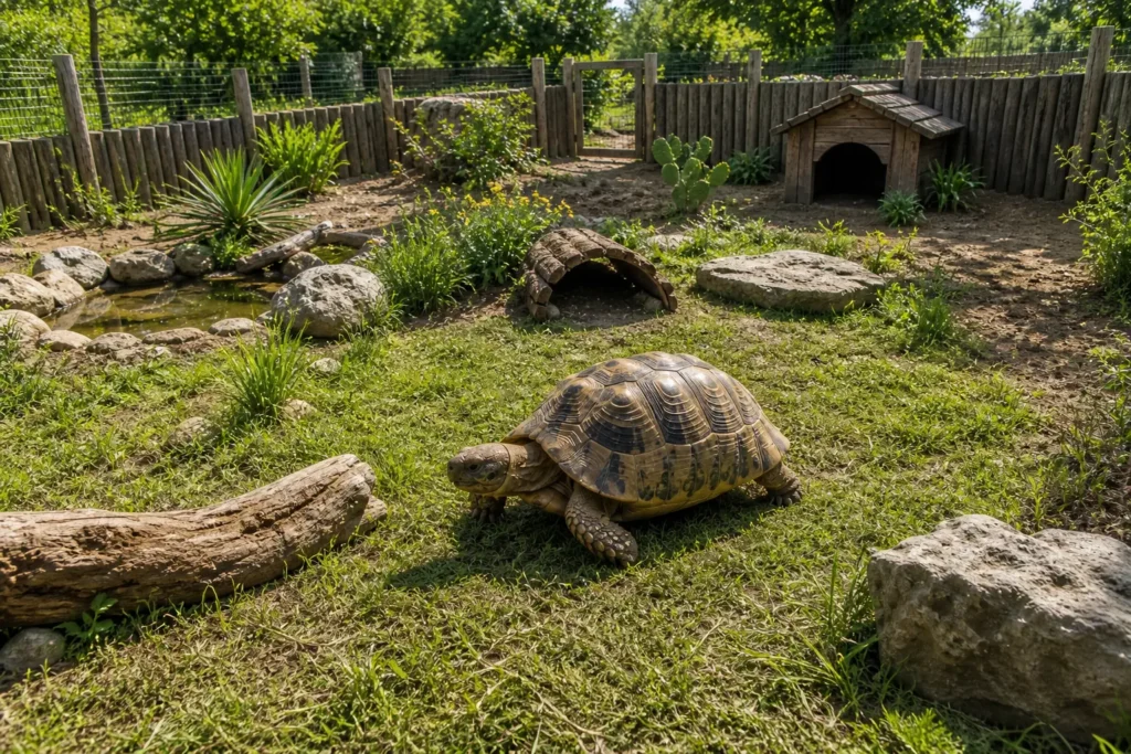taille enclos tortue terrestre espace naturel