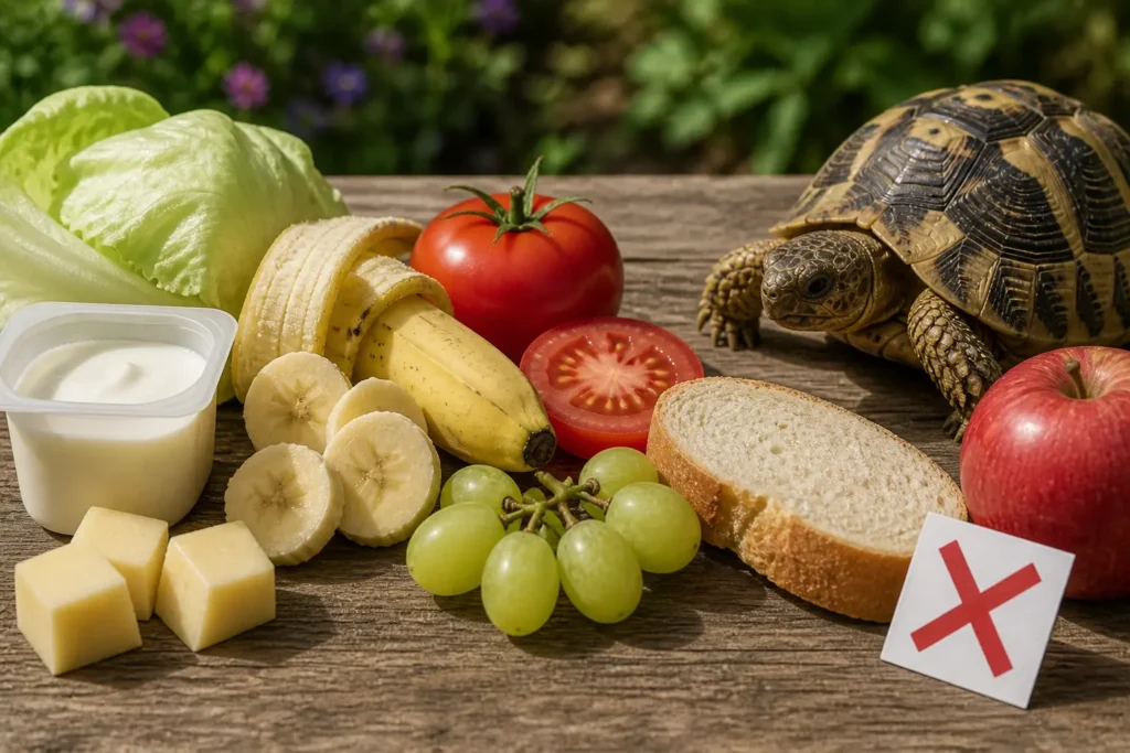 aliments interdits tortue terrestre fruits tomate pain