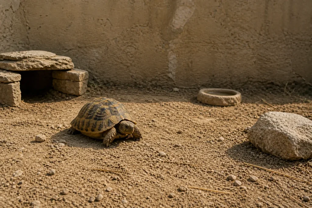 tortue terrestre enclos pauvre manque stimulation