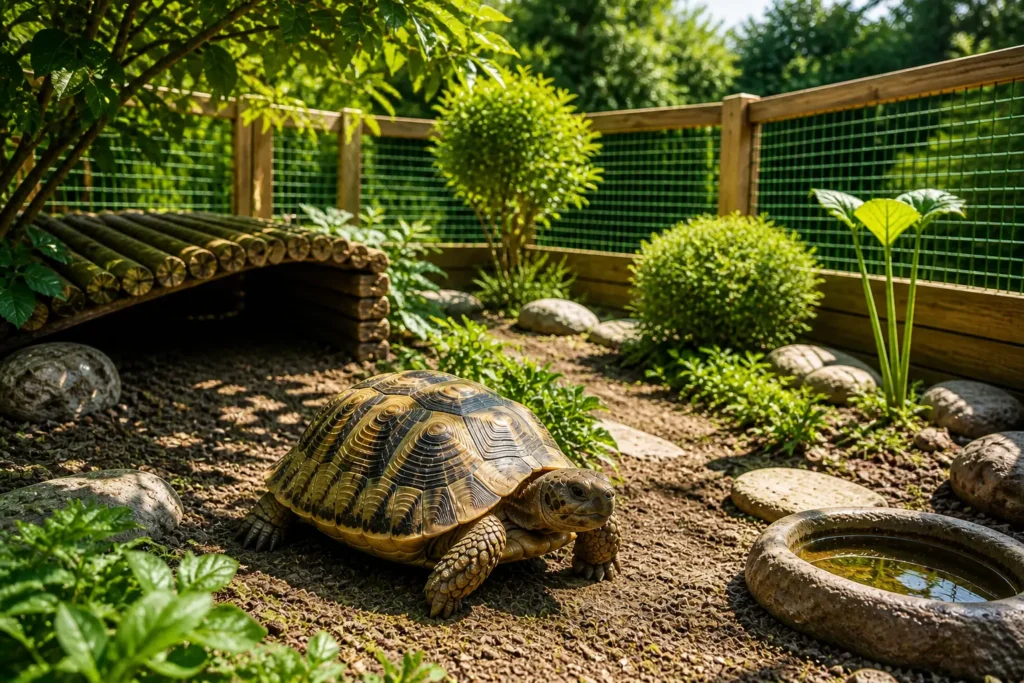 enclos securise tortue terrestre environnement adapte