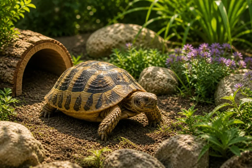 tortue terrestre active environnement equilibre bien etre