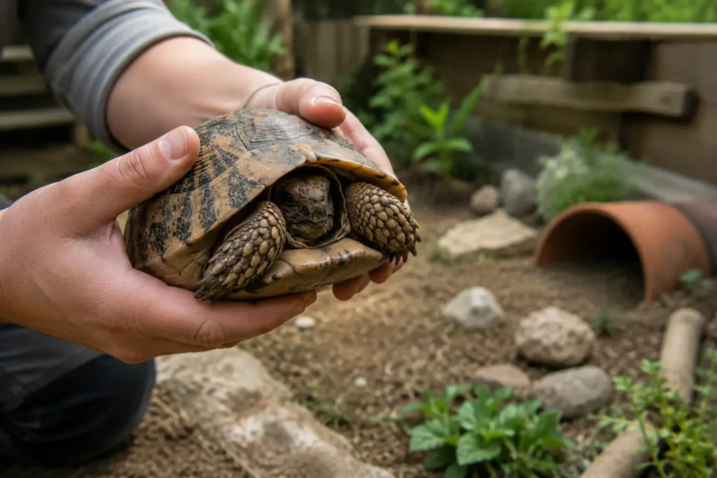 manipulation tortue terrestre stress