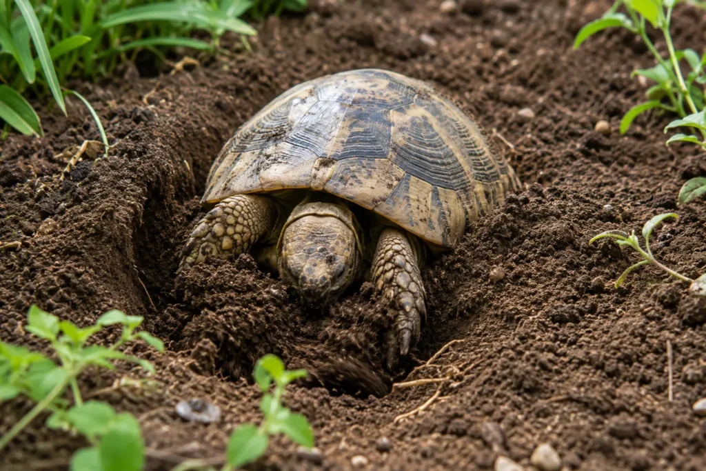 tortue enterree dans la terre