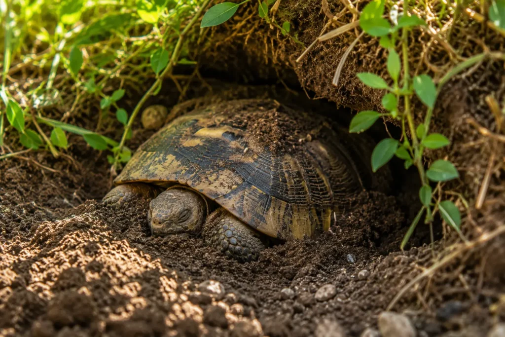 tortue cherche fraicheur sous terre