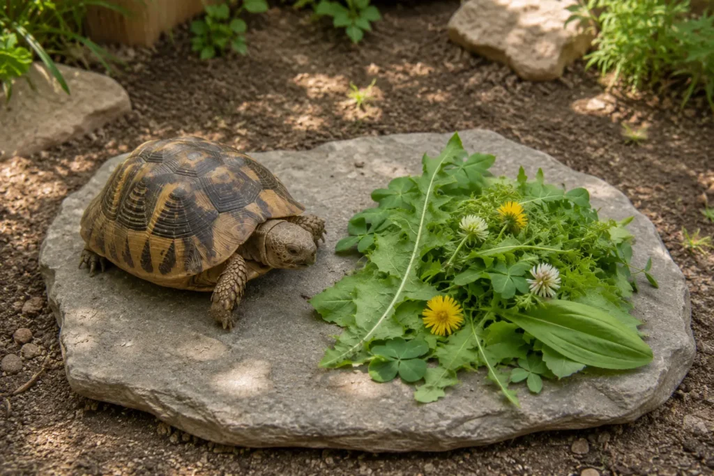 Portion de nourriture adaptée à la taille d’une tortue terrestre