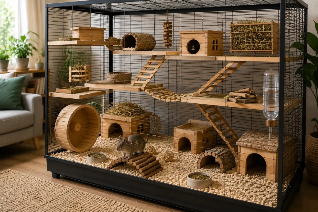 accessoires indispensables dans une cage pour octodon