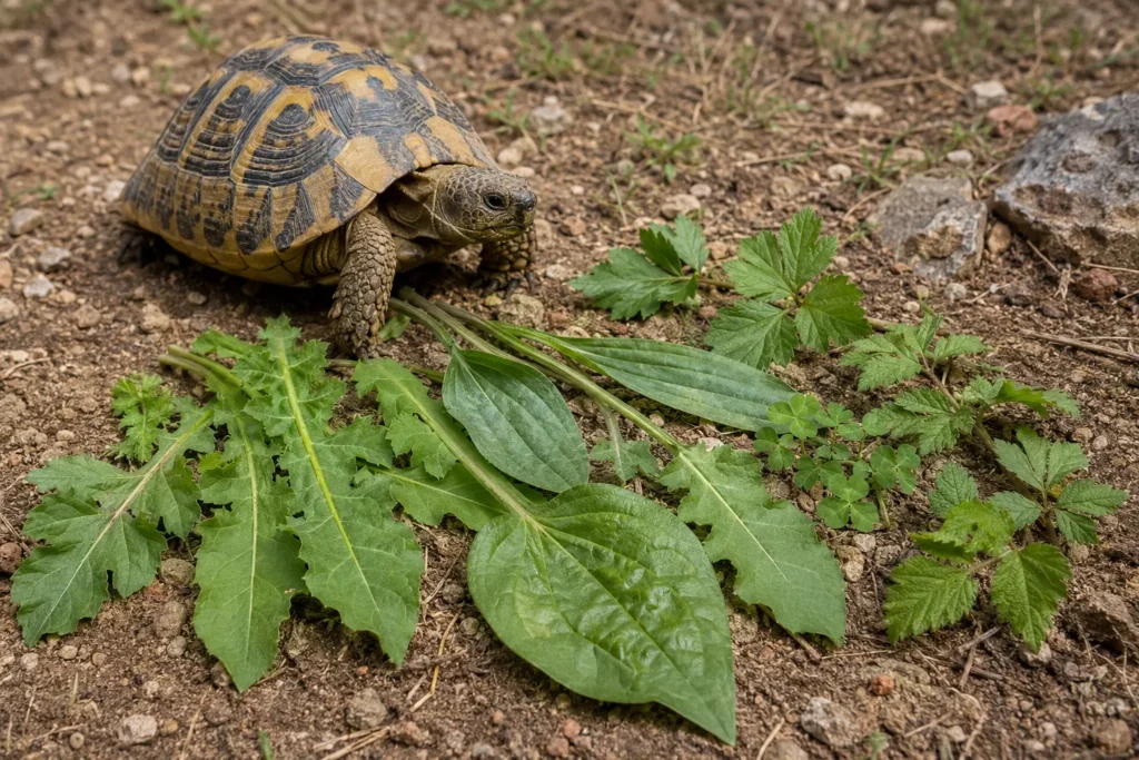 Pissenlit, plantain, laiteron et autres plantes sauvages pour tortue terrestre