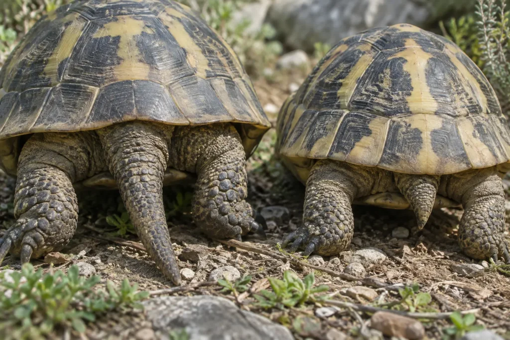 Différence de queue entre une tortue mâle et une femelle